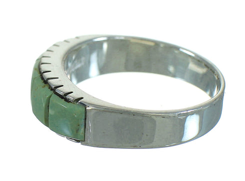 Genuine Sterling Silver Turquoise Inlay Southwest Ring Size 8 AX85035